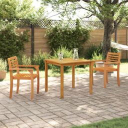 Berkfield Home 3-Piece Acacia Wood Garden Dining Set in Brown - thumbnail 1