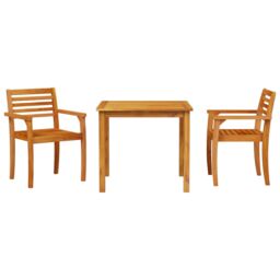 Berkfield Home 3-Piece Acacia Wood Garden Dining Set in Brown - thumbnail 7