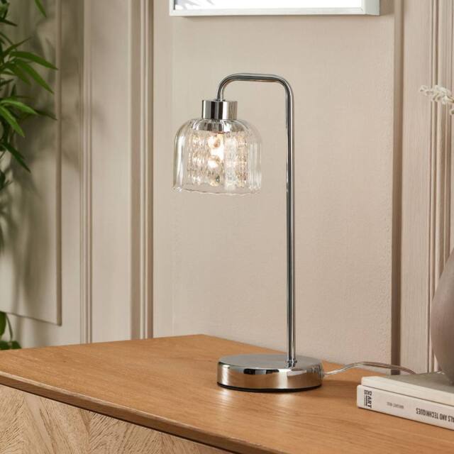 Pagazzi Yarrow Polished Chrome & Glass Table Lamp in Silver - image 1