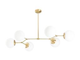 Vente-unique Metal Chandelier - 6 Globes - L100 X H52 Cm - Gold & White - DAMAR - thumbnail 4