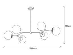 Vente-unique Metal Chandelier - 6 Globes - L100 X H52 Cm - Gold & White - DAMAR - thumbnail 6