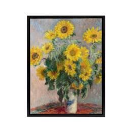"Artery8 Bouquet of Sunflowers Claude Monet Black Framed Canvas Wall Art Print - Size: W12"" x H16""" - thumbnail 1