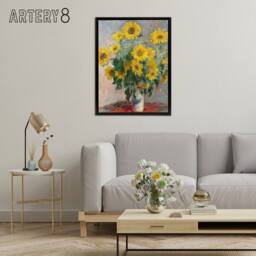 "Artery8 Bouquet of Sunflowers Claude Monet Black Framed Canvas Wall Art Print - Size: W12"" x H16""" - thumbnail 3