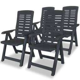 Berkfield Home Reclining Garden Chairs 4 pcs Plastic Anthracite in Dark Grey - thumbnail 2