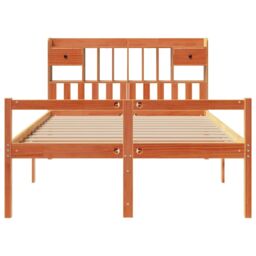 Berkfield Home Bookcase Bed without Mattress Wax Brown 160x200cm Solid Wood Pine - Size: 160x200 cm - thumbnail 4