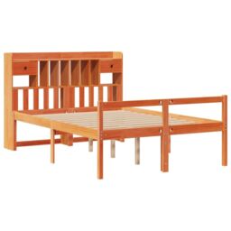 Berkfield Home Bookcase Bed without Mattress Wax Brown 160x200cm Solid Wood Pine - Size: 160x200 cm - thumbnail 3