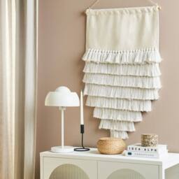 Wyld and Coco Handwoven Off-White Cotton Tassel Wall Hanging in White - thumbnail 1