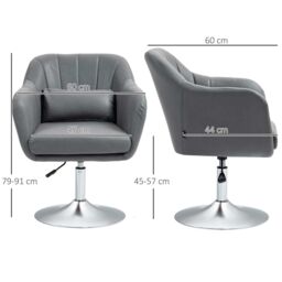HOMCOM Stylish Retro Swivel Tub Chair Steel Frame Cushion Seat Dark Grey - thumbnail 3