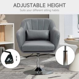HOMCOM Stylish Retro Swivel Tub Chair Steel Frame Cushion Seat Dark Grey - thumbnail 4
