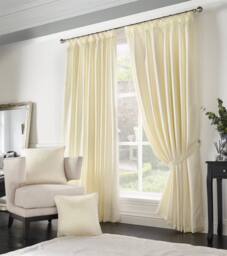 Luxury Living Adi Lined Pencil Pleat Curtains in Cream - Size: 229 cm width x 183 cm drop - thumbnail 2
