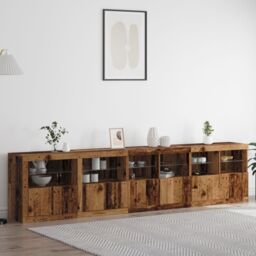 Berkfield Home Sideboard with LED Lights Old Wood 283x37x67 cm Engineered Wood in Brown - Size: 283 x 37 x 67 cm - thumbnail 1