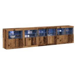 Berkfield Home Sideboard with LED Lights Old Wood 283x37x67 cm Engineered Wood in Brown - Size: 283 x 37 x 67 cm - thumbnail 3