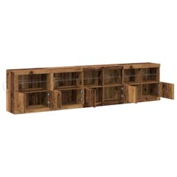 Berkfield Home Sideboard with LED Lights Old Wood 283x37x67 cm Engineered Wood in Brown - Size: 283 x 37 x 67 cm - thumbnail 6