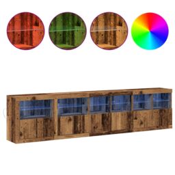 Berkfield Home Sideboard with LED Lights Old Wood 283x37x67 cm Engineered Wood in Brown - Size: 283 x 37 x 67 cm - thumbnail 4