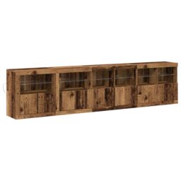 Berkfield Home Sideboard with LED Lights Old Wood 283x37x67 cm Engineered Wood in Brown - Size: 283 x 37 x 67 cm - thumbnail 2