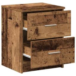 Berkfield Home Durable Bedside Cabinets 2 pcs with 2 Drawers Old Wood 40x36x50 cm in Brown - Size: 40 x 36 x 50 cm - thumbnail 5