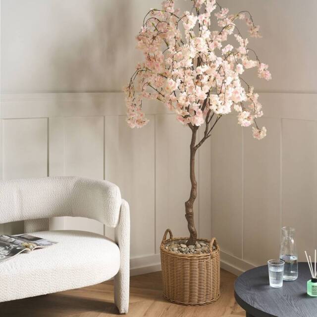 Wyld and Coco 190cm Pink Artificial Cherry Blossom Tree with Silk-Feel Flowers - image 1