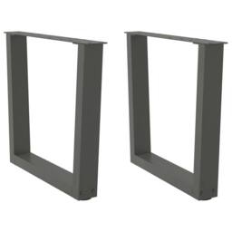 Berkfield Home Modern Dining Table Legs V-Shape 2 pcs Anthracite 60x(42-43.3) cm in Charcoal - thumbnail 2