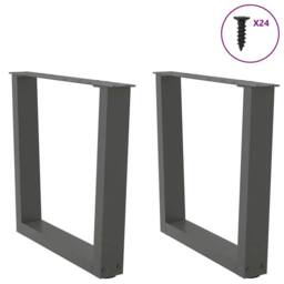 Berkfield Home Modern Dining Table Legs V-Shape 2 pcs Anthracite 60x(42-43.3) cm in Charcoal - thumbnail 1