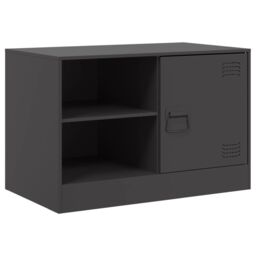 Berkfield Home TV Cabinet Black 67x39x44 cm Steel - Size: 67 x 39 x 44 cm - thumbnail 2