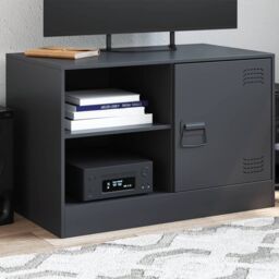 Berkfield Home TV Cabinet Black 67x39x44 cm Steel - Size: 67 x 39 x 44 cm - thumbnail 1