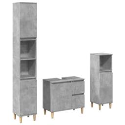 Berkfield Home Durable 3 Piece Bathroom Furniture Set Concrete Grey Engineered Wood - thumbnail 3