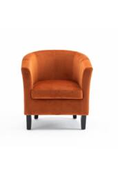 Home Source Velvet Fabric Tub Chair Sofa Armchair Living Room Modern Office in Orange - thumbnail 5
