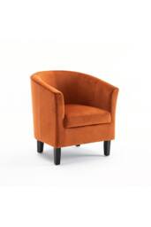 Home Source Velvet Fabric Tub Chair Sofa Armchair Living Room Modern Office in Orange - thumbnail 6