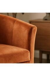 Home Source Velvet Fabric Tub Chair Sofa Armchair Living Room Modern Office in Orange - thumbnail 2