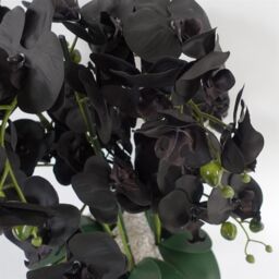 Leaf 60cm Orchid Artificial Black White Ceramic Planter in Green - thumbnail 4