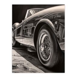 "Artery8 Sleek & Sporty Hyper Realistic Graphite Drawing Sports Car Spoke Wheels Gift For Him Extra Large XL Wall Art Poster Print - Size: W24"" x H32""" - thumbnail 1