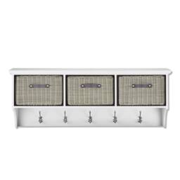 Statement Furniture Tetbury 3 Grey Faux Rattan Basket & Grey Cushion Hallway Set in White - thumbnail 4
