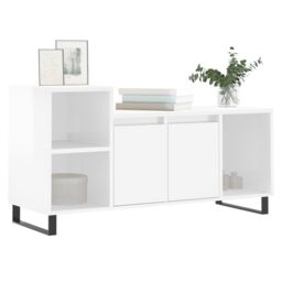 Berkfield Home TV Cabinet High Gloss White 100x35x55 cm Engineered Wood - Size: 100 x 35 x 55 cm - thumbnail 3
