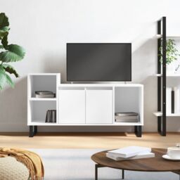 Berkfield Home TV Cabinet High Gloss White 100x35x55 cm Engineered Wood - Size: 100 x 35 x 55 cm - thumbnail 1