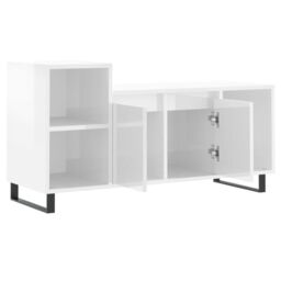 Berkfield Home TV Cabinet High Gloss White 100x35x55 cm Engineered Wood - Size: 100 x 35 x 55 cm - thumbnail 6