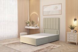 "Somnior Austin 2 Drawer Divan Bed Base & 54"" Floor Standing Headboard Linen in Beige - Size: King" - thumbnail 2