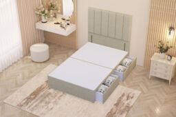 "Somnior Austin 2 Drawer Divan Bed Base & 54"" Floor Standing Headboard Linen in Beige - Size: King" - thumbnail 3