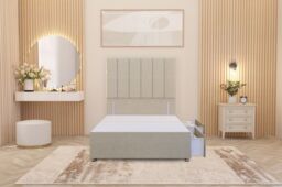 "Somnior Austin 2 Drawer Divan Bed Base & 54"" Floor Standing Headboard Linen in Beige - Size: King" - thumbnail 4