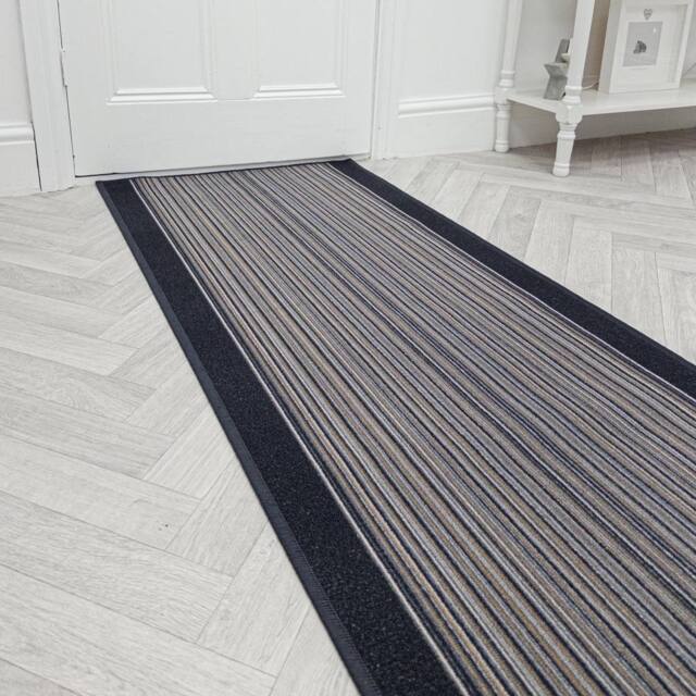 runrug Hallway Runner Rug - Non-Slip, Hardwearing, 5.4mm - 'Carnaby' in Grey - Size: 80 cm x 300 cm - image 1