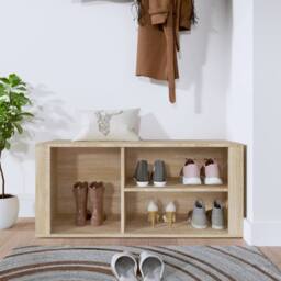 Berkfield Home Shoe Cabinet Sonoma Oak 100x35x45 cm Engineered Wood in Beige - Size: 100 x 35 x 45 cm