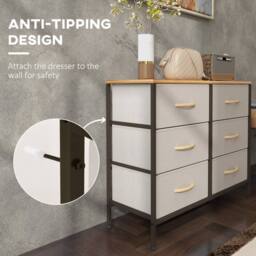 STILVORA Chest of Drawers with Steel Frame & Wood-Effect Top in Cream - thumbnail 7