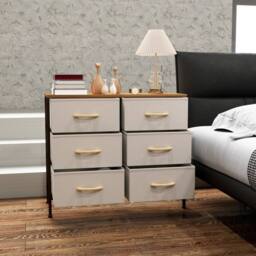STILVORA Chest of Drawers with Steel Frame & Wood-Effect Top in Cream - thumbnail 2