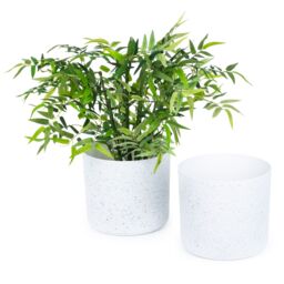 LIVIVO Indoor Plant Pots - Set of 2, Gardening Pot for All House Plants, Herbs & Foliage Plant - Ideal Home Decor Planter - 22cm in White - thumbnail 1