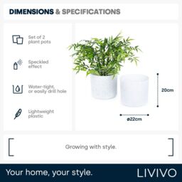 LIVIVO 22cm Round Sandstone Plant Pot White - thumbnail 9