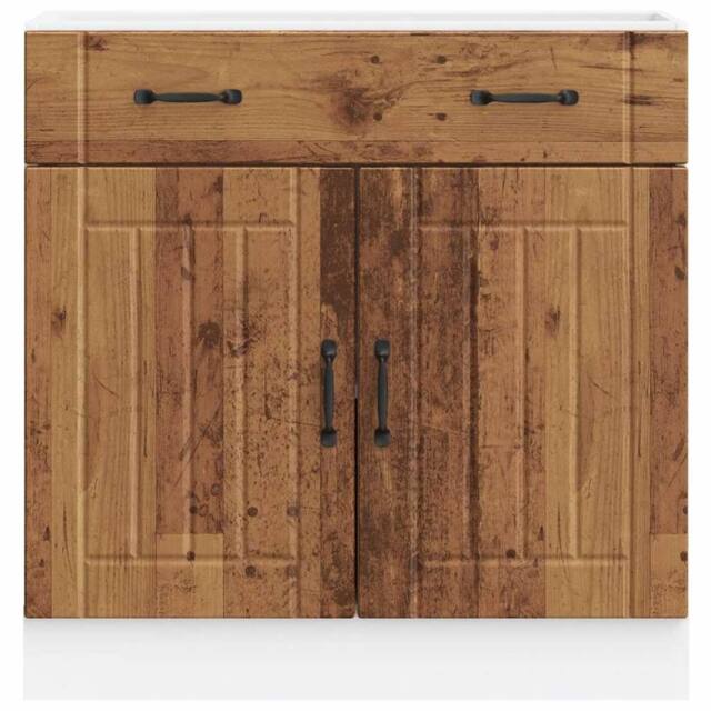 Berkfield Home Kitchen Base Cabinet Lucca Old Wood Engineered Wood in Brown - image 1