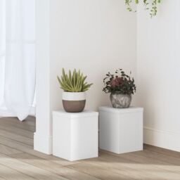 Berkfield Home Plant Stands 2 pcs White 15x15x20 cm Engineered Wood - Size: 15 x 15 x 20 cm