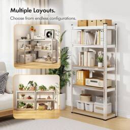NESTLUNE 180*95*45cm Heavy Duty 4-5 Tiers Metal Garage Shelving in Silver - Size: 10000mm x 520mm - thumbnail 3
