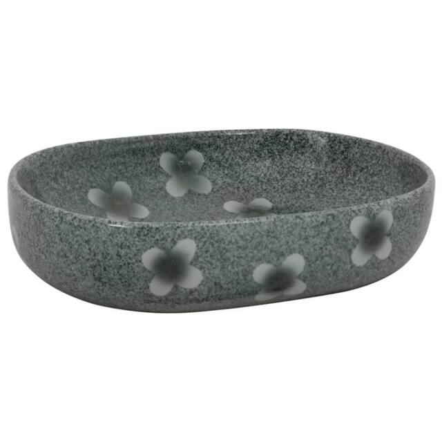 Berkfield Home Countertop Basin Blue Oval 59x40x14 cm Ceramic in Grey - Size: 59 x 40 x 14 cm - image 1