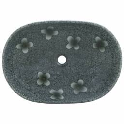 Berkfield Home Countertop Basin Blue Oval 59x40x14 cm Ceramic in Grey - Size: 59 x 40 x 14 cm - thumbnail 6