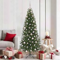 Berkfield Home Elegant Artificial Christmas Tree with 300 LEDs Green 180 cm PE a - thumbnail 2